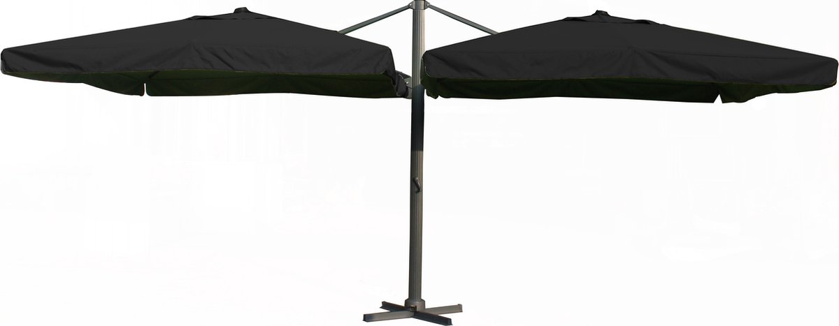 Paralux dubbele zweefparasol - 2 doeken van 3x3m - Zwart (8720648747939)