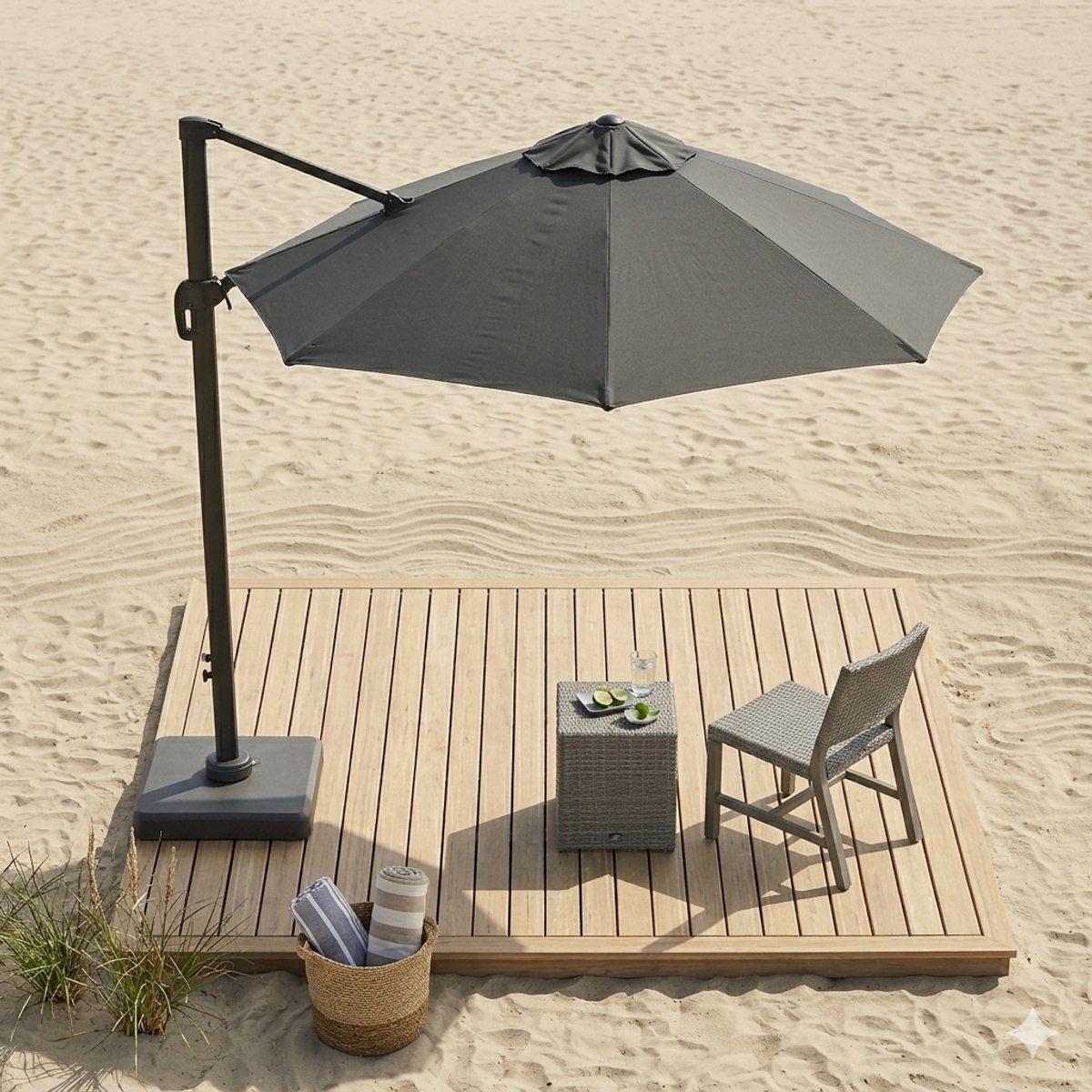 Parasol 300x300 cm zweefparasol vierkant - 300x300 cm - Medahomestore (9503386771157)
