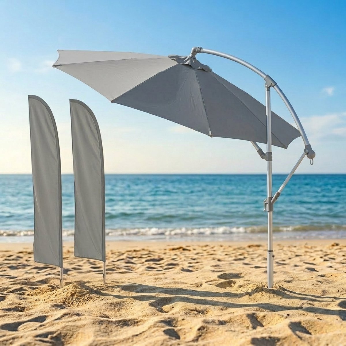 Parasol 300x300 cm zweefparasol vierkant - 300x300 cm - zweefparasol vierkant - 360° draaibaar, - Medahomestore (9501968881317)