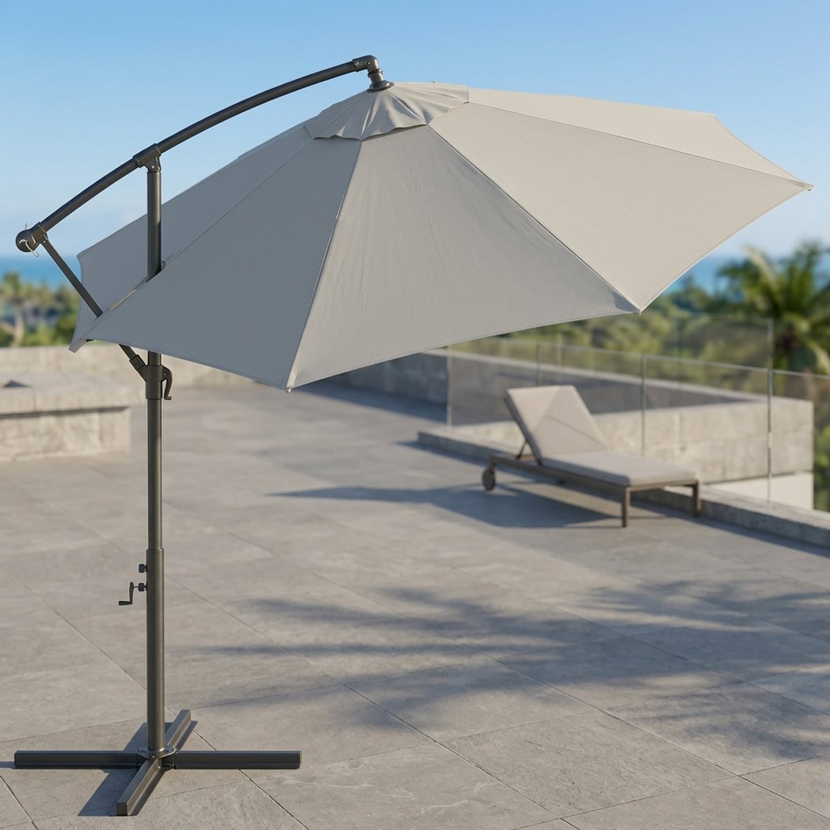 Parasol 300x300 cm zweefparasol vierkant - 300x300 cm - zweefparasol vierkant - 360° draaibaar, - Medahomestore (9505153765246)