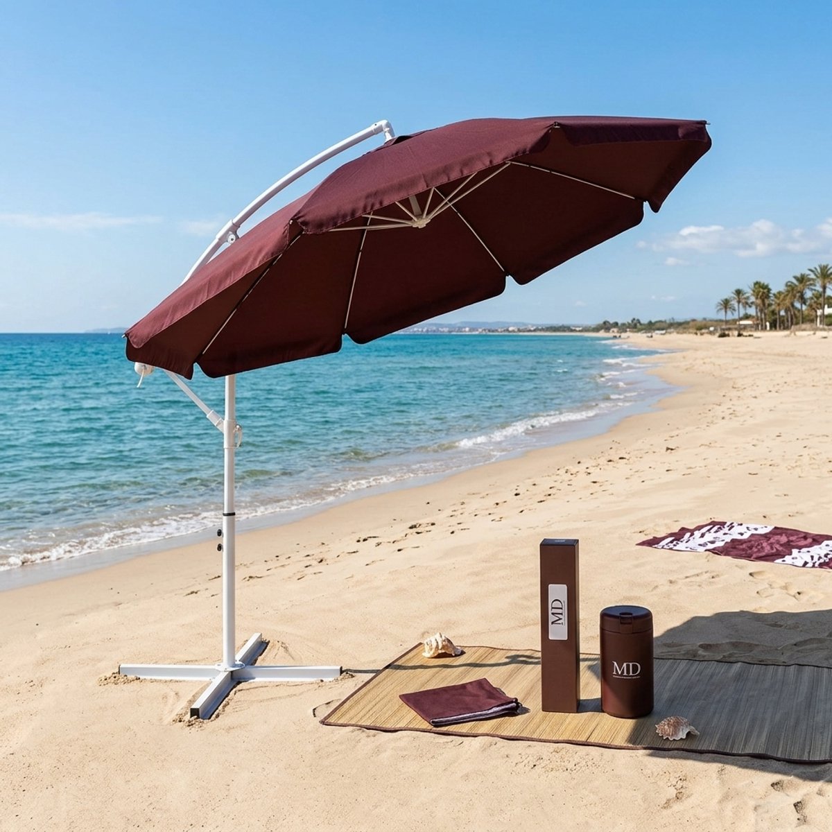Parasol 300x300 cm zweefparasol vierkant - 300x300 cm - zweefparasol vierkant - 360° draaibaar, - Medahomestore (9506628234861)
