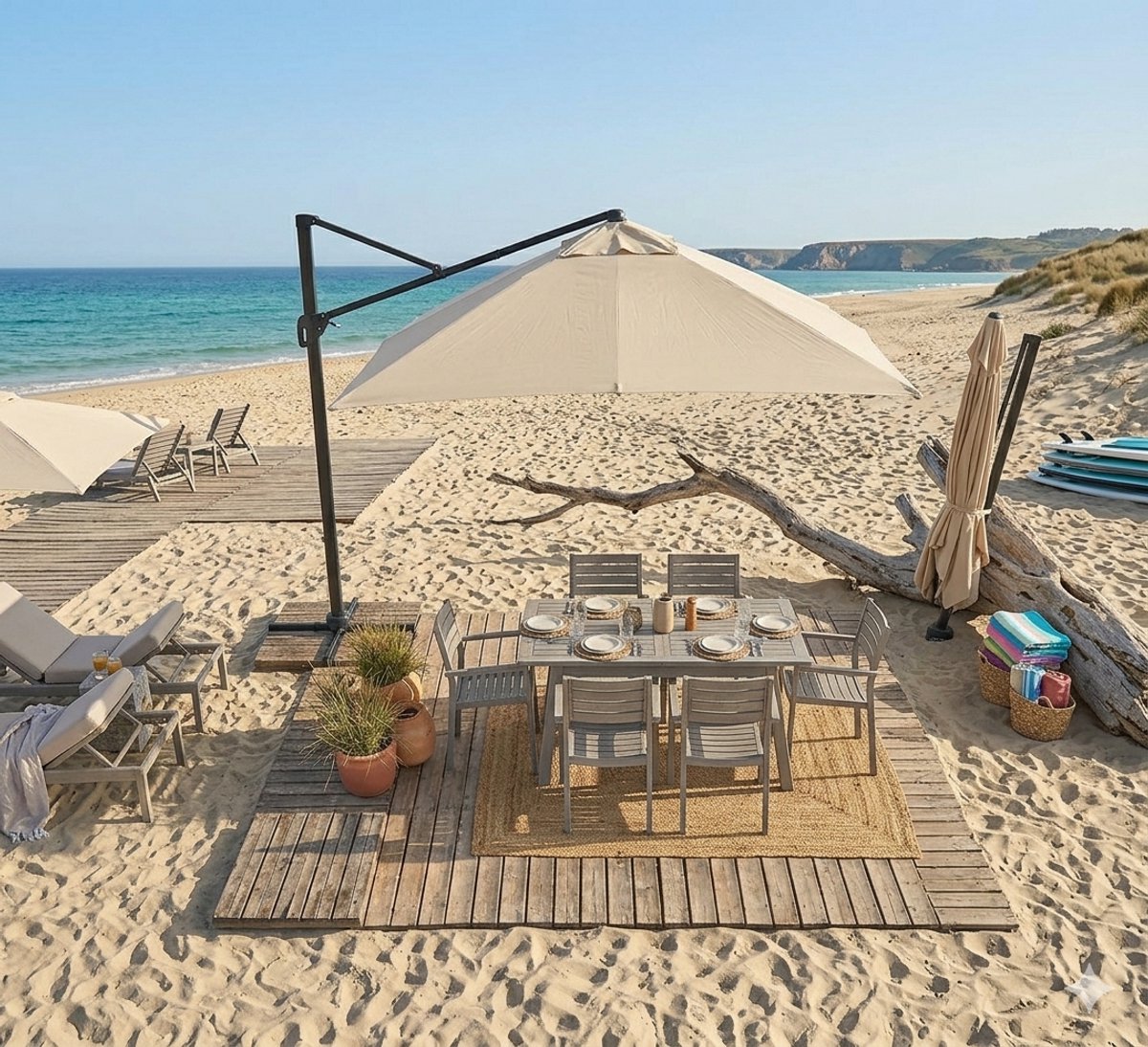 Parasol 300x300 cm zweefparasol vierkant - 300x300 cm - zweefparasol vierkant - 360° draaibaar, - Medahomestore (9507933479626)