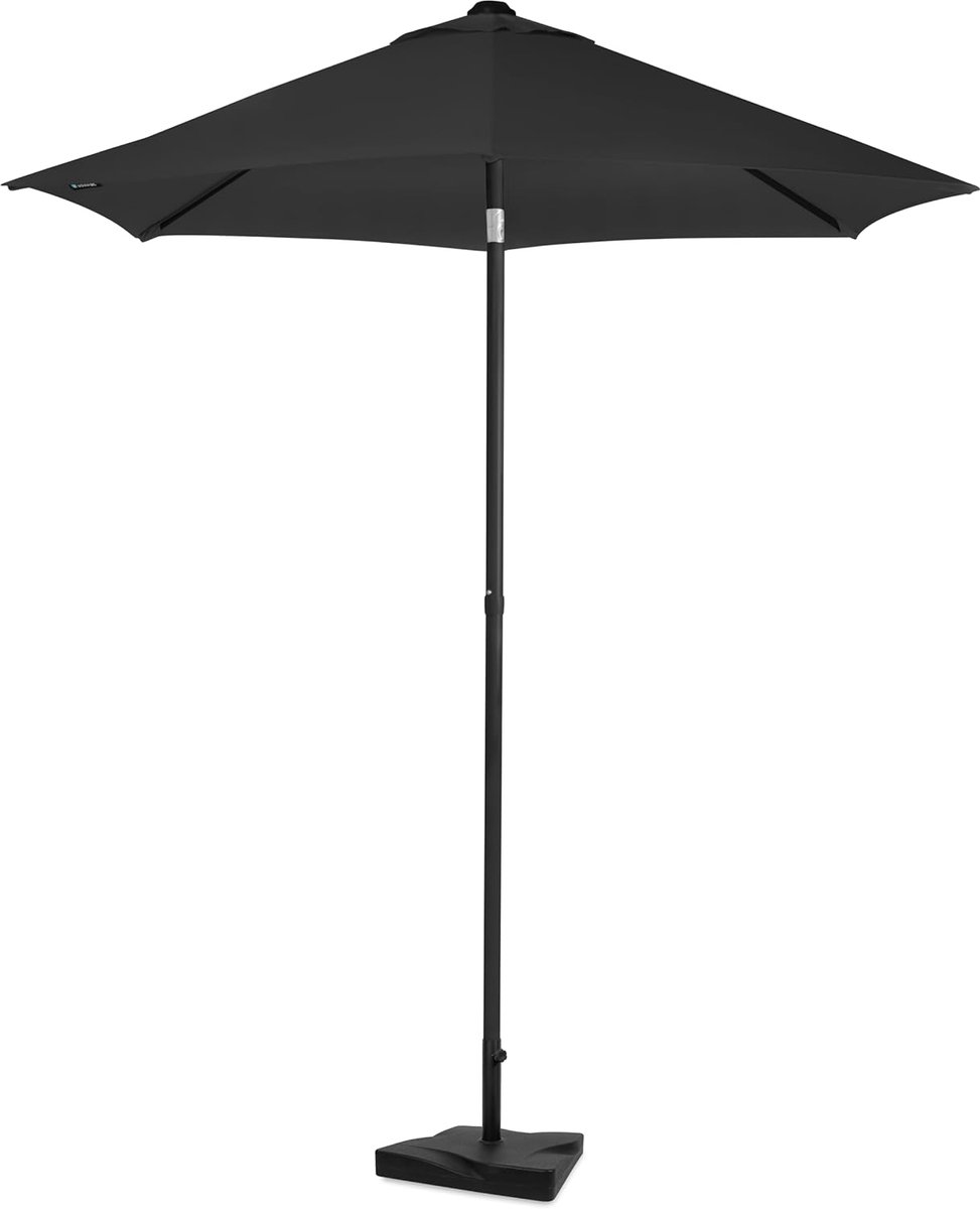 Parasol Set - Stokparasol met voet - Balkon en Strand - Compleet met voet - Ø200cm - Antraciet (9101210572439)