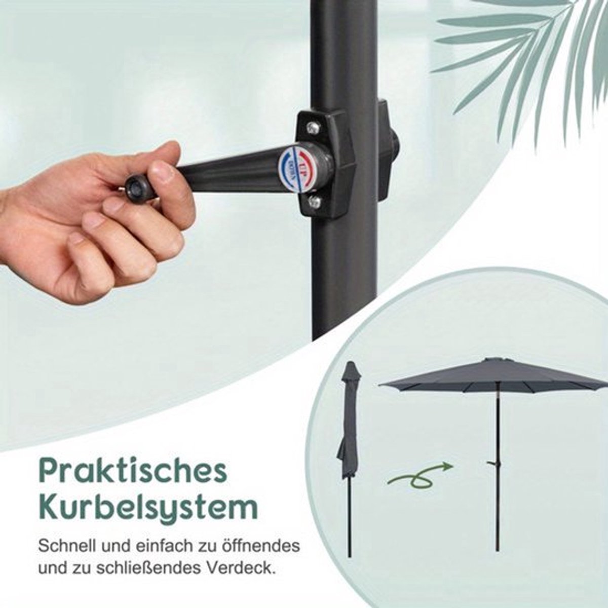 Parasol - Stokparasol - Balkonparasol - Strandparasol - Tuinparasol - 300 cm Groot - Inklapbaar Met Metalen Frame (9113762936256)