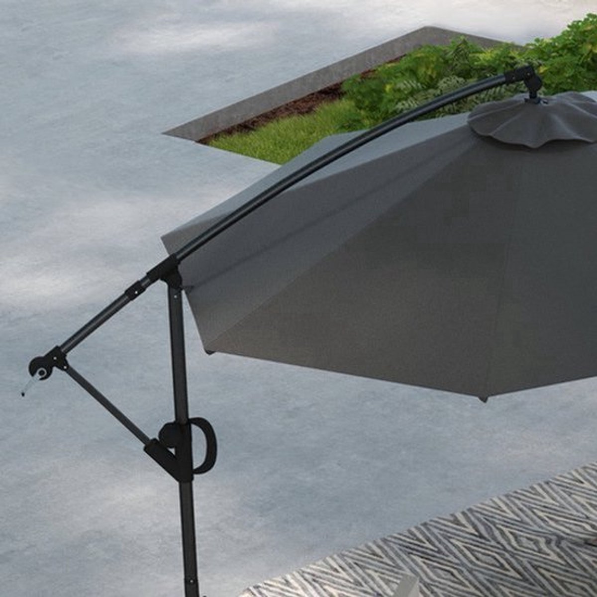 Parasol - Stokparasol - Zweefparasol - Balkonparasol - Muurparasol - Grijs Verkeerslicht Design - Stevige Kruisbasis - Afmeting 293x293 cm (9113760828911)