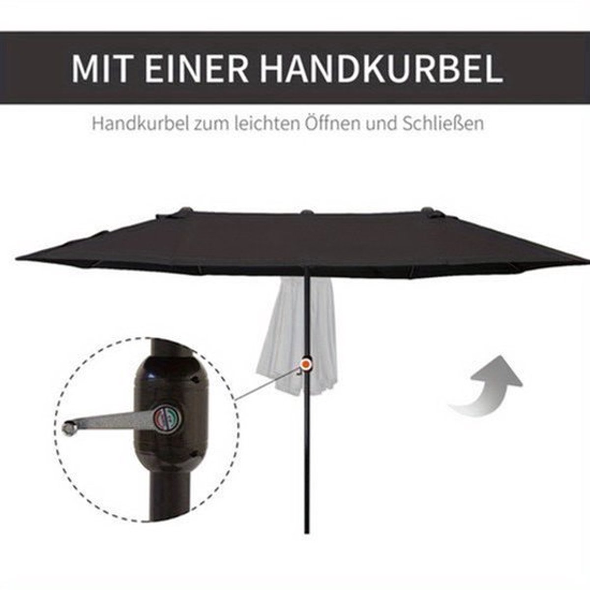 Parasol - Tuinparasol - Balkonparasol - Terrasparasol - Stokparasol - Ovaal 460x270x240 cm - Weerbestendig Stof - Stevige Handgreep (9113764136326)