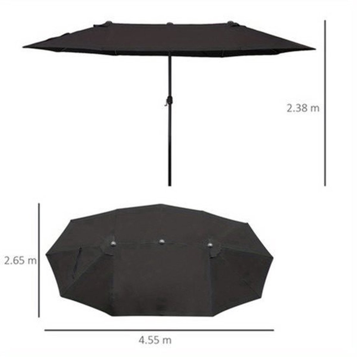 Parasol - Tuinparasol - Balkonparasol - Terrasparasol - Stokparasol - Ovaal 460x270x240 cm - Weerbestendig Stof - Stevige Handgreep (9113765484006)