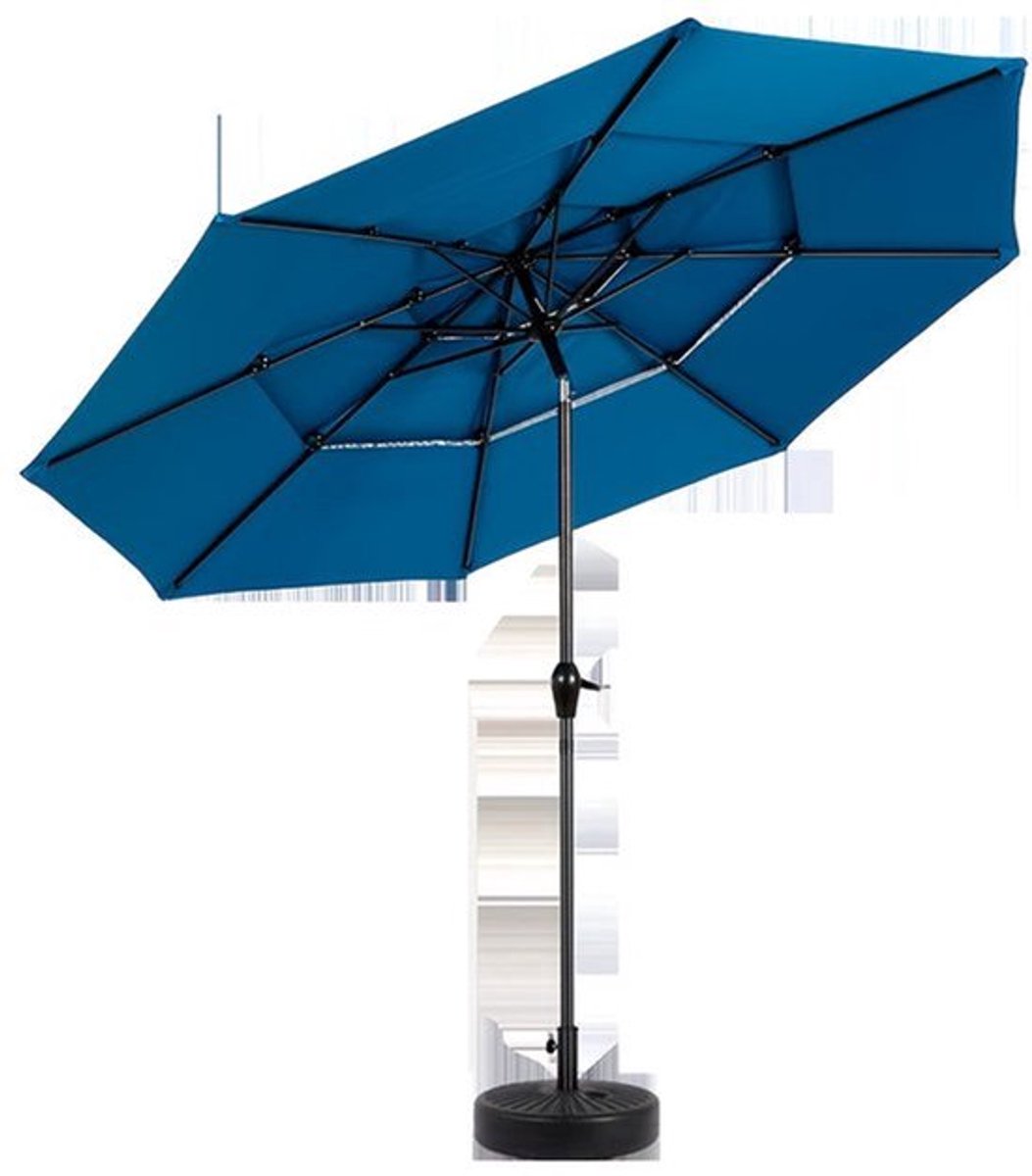 Parasol - Tuinparasol - Balkonparasol - Zweefparasol - Stokparasol - Dubbelzijdig Design - 4,51 Meter Groot - Stalen Frame - Met Slinger - Blauw (9113761791825)