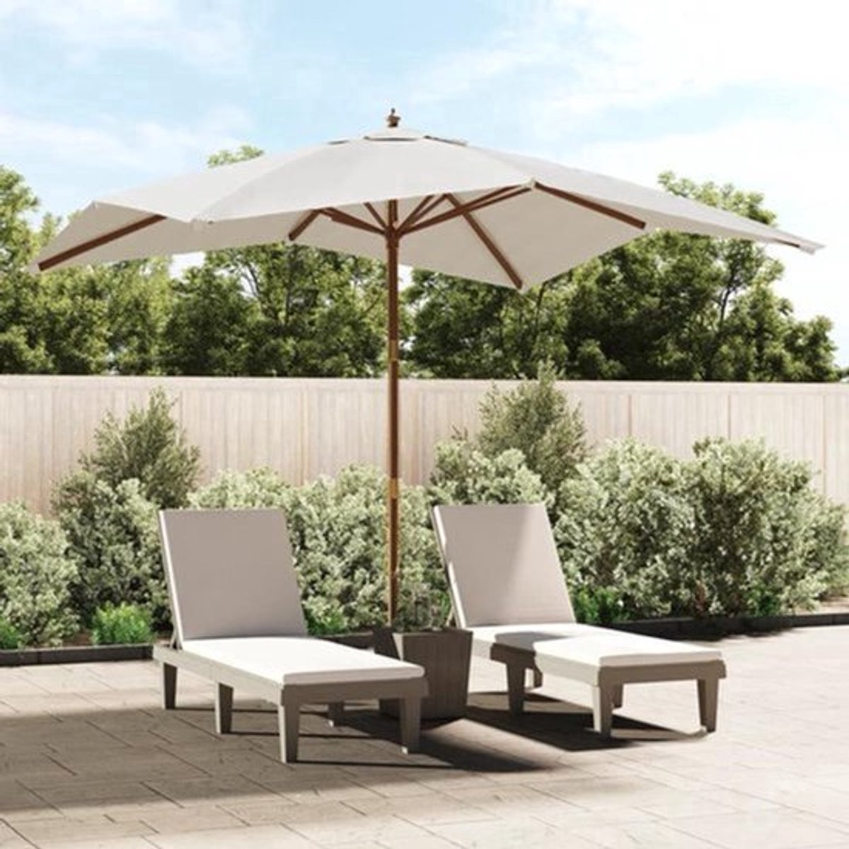 Parasol - Tuinparasol - Stokparasol - Zwembadparasol - Strandparasol - Houten Paal - Zandkleurig - 300x300x273 cm - UV-Bescherming - Waterafstotend (9113768169993)