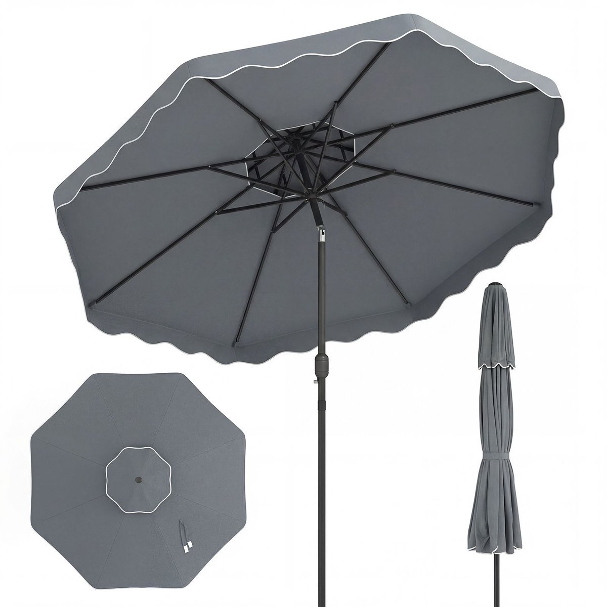 Parasol - Waterdicht & UV-beschermend - Kantelbaar & Verstelbaar - Luxe Zweefparasol voor Tuin - Balkon of Terras - Weerbestendig (8721564005882)