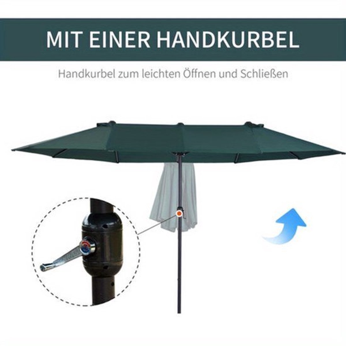 Parasol - Zweefparasol - Stokparasol - Tuinparasol - Balkonparasol - 2,7 Meter Diameter - Polyester Doek - Kruisvoet Met Tegengewicht (9113763792233)