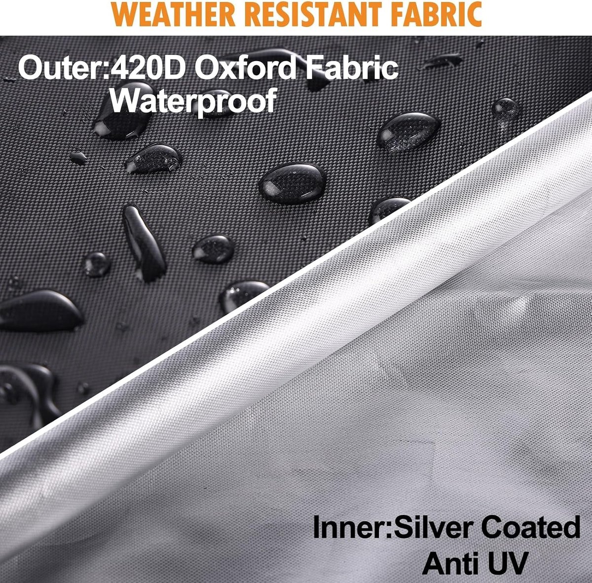Parasolhoes met rits en stok - Grijs - 255 x 64 x 64 cm - Waterdichte Oxford tuinparasolhoes - Voor grote zweefparasols en marktparasols (9620410149369)