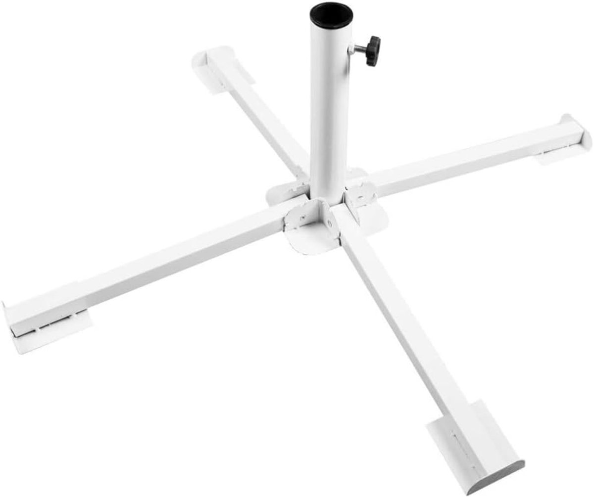 Parasolvoet Kruis - Stokparasol Houder - Stabiele Schaduw Creëren - Inklapbaar & Verstelbaar - 84x84x33cm - Wit (9101160653318)