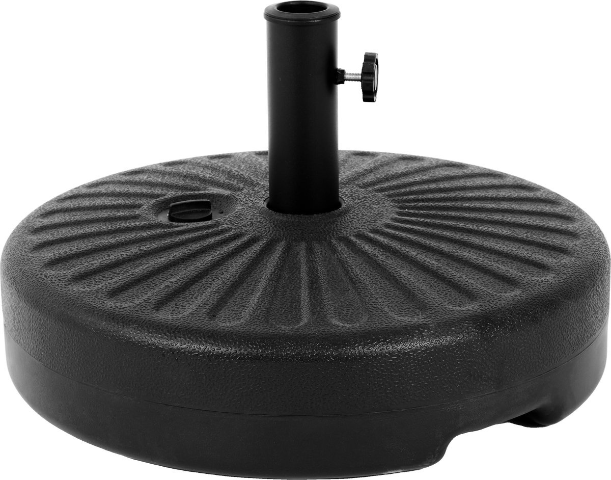 Parasolvoet - Tot 38 kg - Zwart - Voor Stokparasols 35/48 mm - Parasolvoet Universeel - Met Vulopening voor Zand/Water - Parasol Voet - Parasolvoeten (9081649151590)