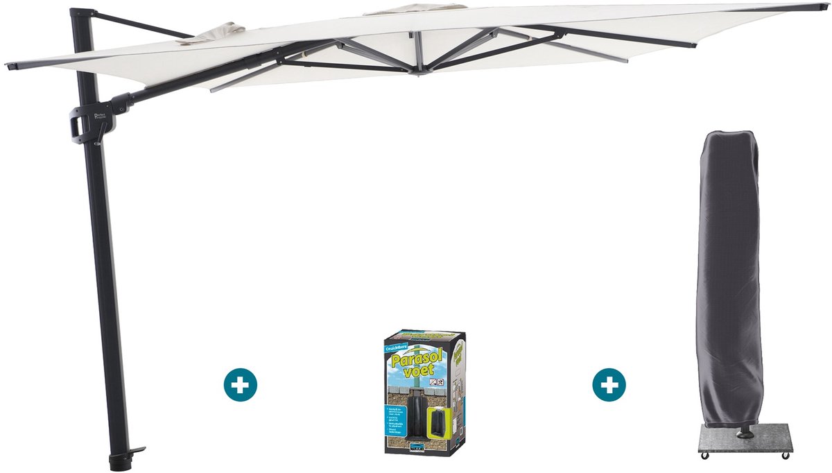 Perfect Shadow Ultra Eclipse Zweefparasol - 3x3m. - Antraciet/Soft Sand met ingraafvoet en hoes (6154130290238)