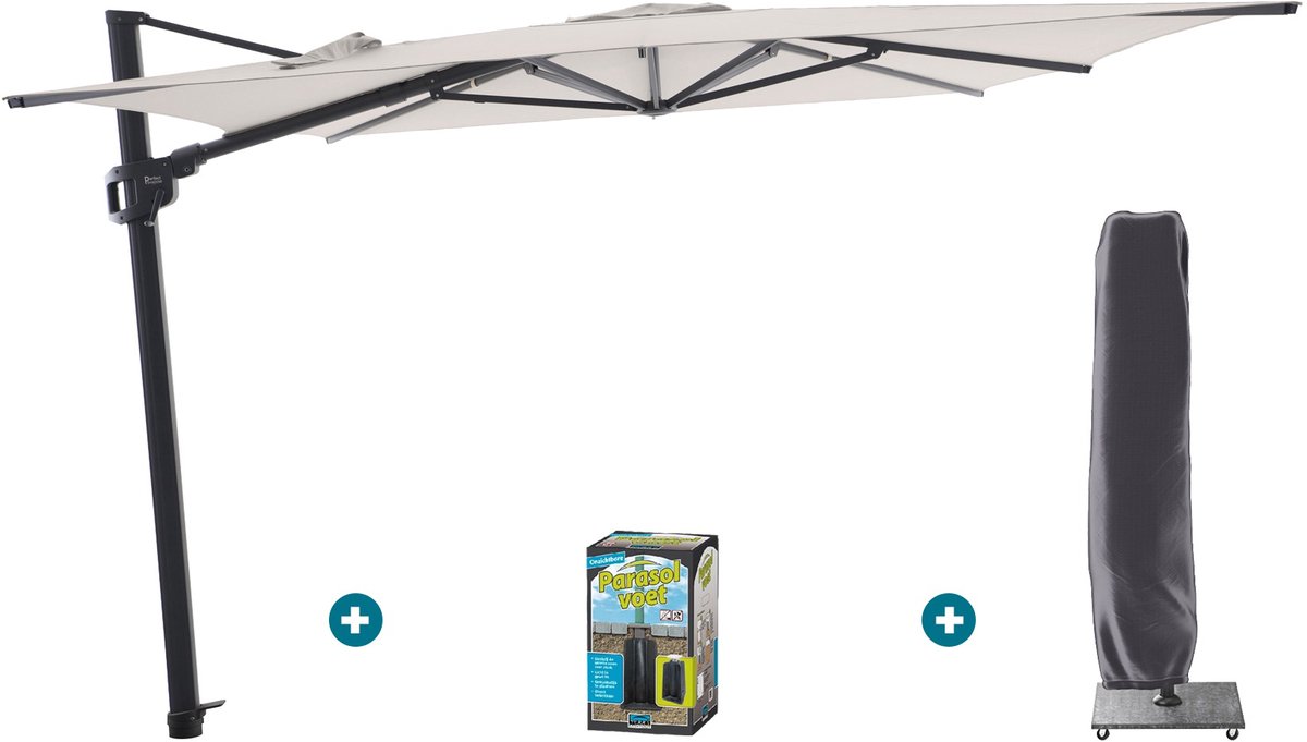 Perfect Shadow Ultra Eclipse Zweefparasol - 3x3m. - Antraciet/Urban Taupe met ingraafvoet en hoes (6154130338374)