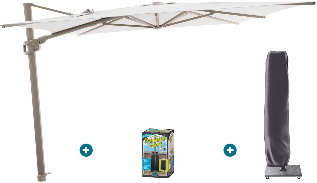 Perfect Shadow Ultra Eclipse Zweefparasol - 3x3m. - Latte/Soft Sand met ingraafvoet en hoes (6154130098025)