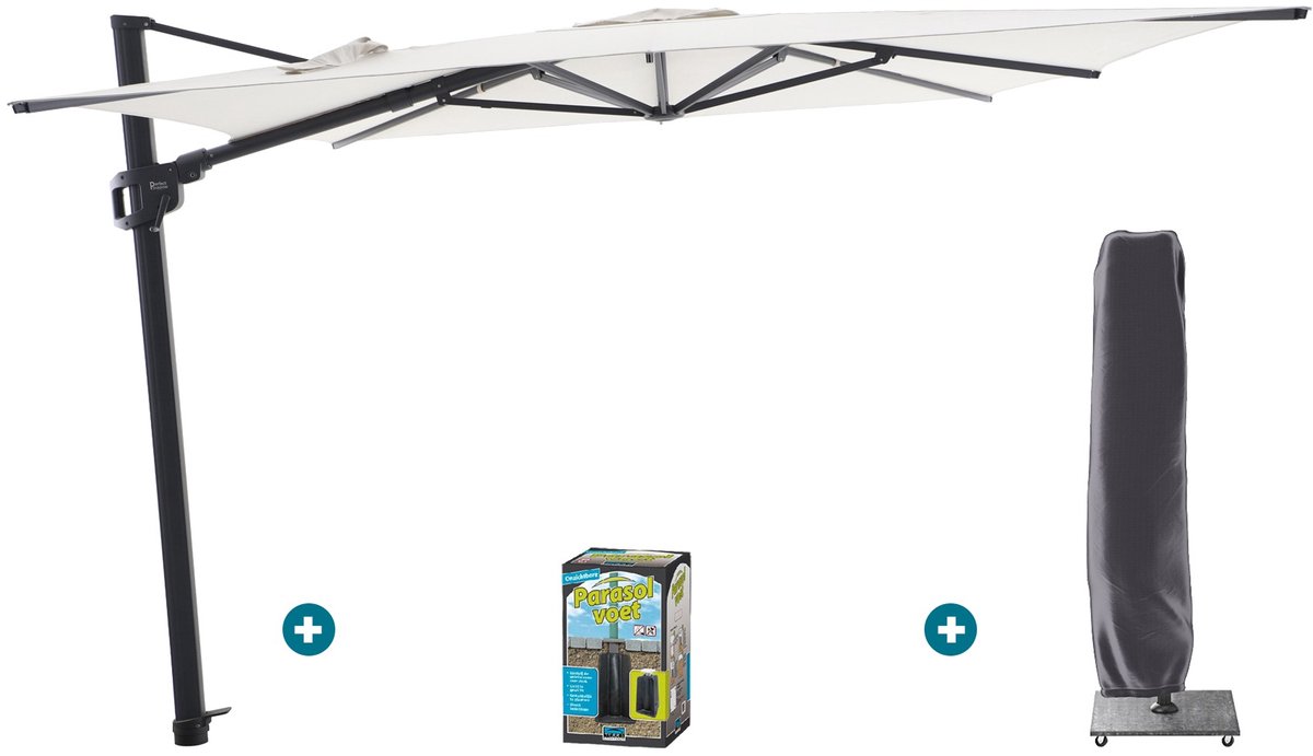 Perfect Shadow Ultra Eclipse Zweefparasol - 4x3m. - Antraciet/Soft Sand met ingraafvoet en hoes (6154128917987)