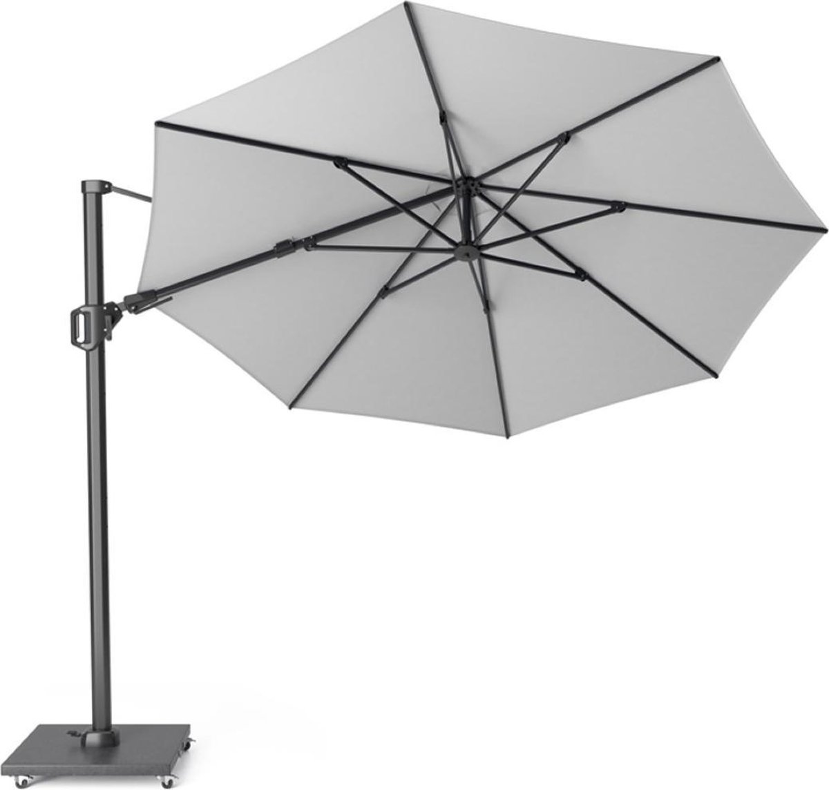 Platinum Sun & Shade - Zweefparasol - Challenger T² - Ø350cm - Wit - Dubbel Kantelbaar - 360° Draaibaar - 96% UV protectie (8717591779124)