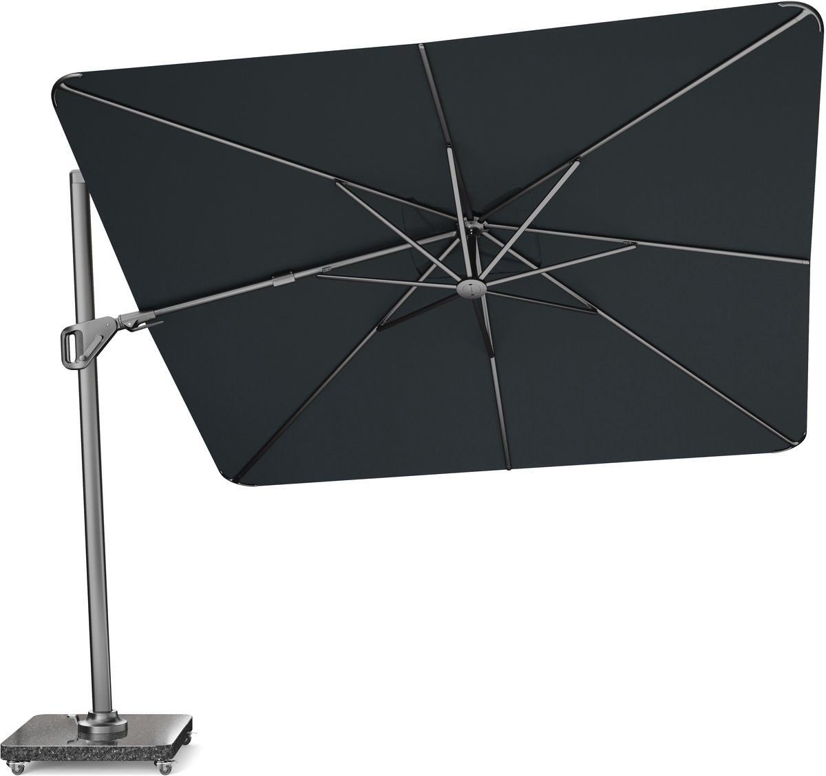 Platinum Sun & Shade - Zweefparasol - Nexus T² Premium - 300x300 cm - Faded Black - Dubbel Kantelbaar - 360° Draaibaar - 98% UV protectie (8721077131498)