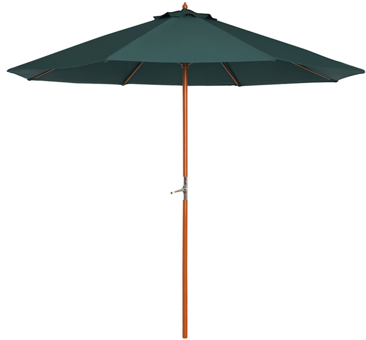 Premium Houten Parasol - Tuinparasol - Stokparasol met Handslinger - Ø2,7 x 2,5 m - Strandparasol - Marktparasol - Waterafstotend - UV-Bestendig - Strand, Balkon, Terras & Tuin - Donkergroen (8721317524011)