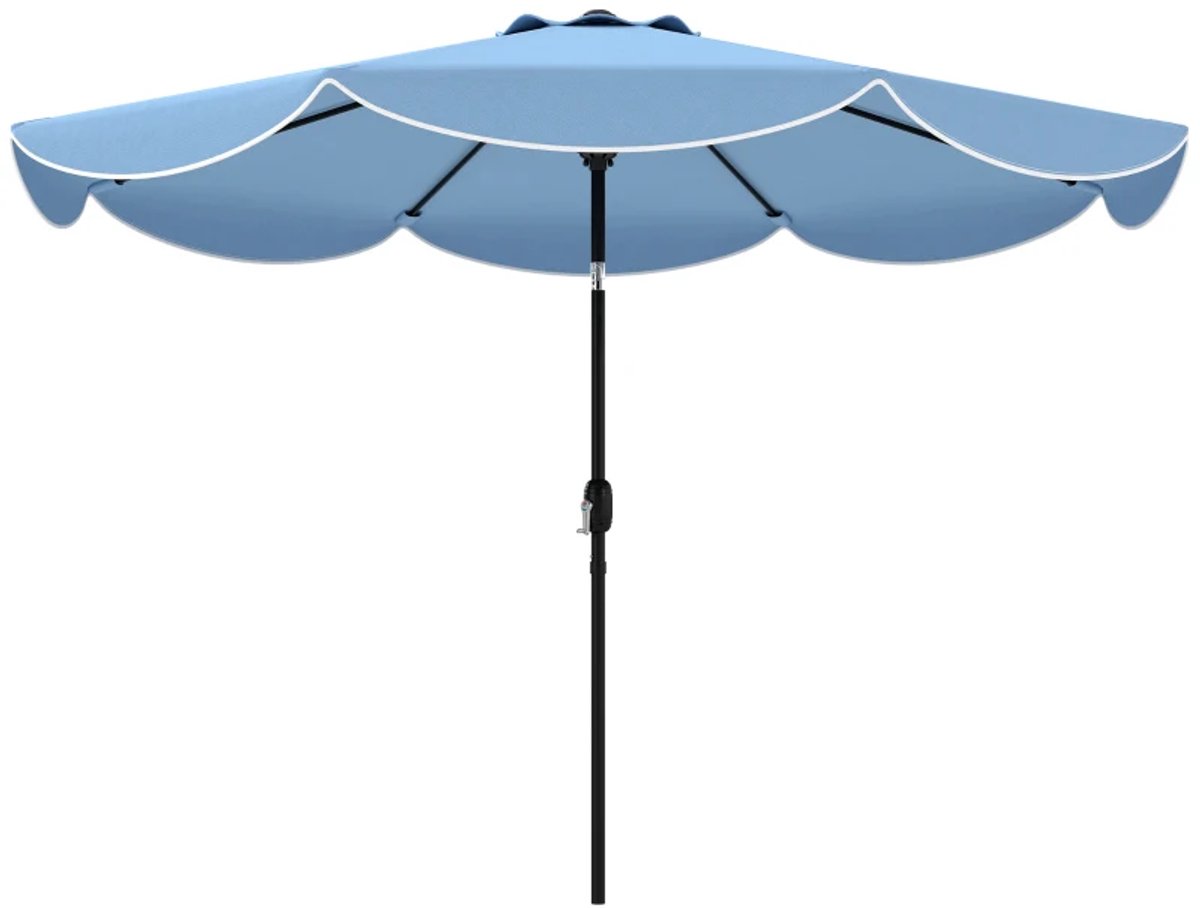 Premium Parasol - Ronde Tuinparasol met Draaihendel - Stokparasol - Ø265 x 235 cm - Strandparasol - Terrasparasol - Balkonparasol - Kantelbaar & Verstelbaar - UV-Bestendig - Strand, Balkon, Terras & Tuin - Hemelsblauw (8721317524462)