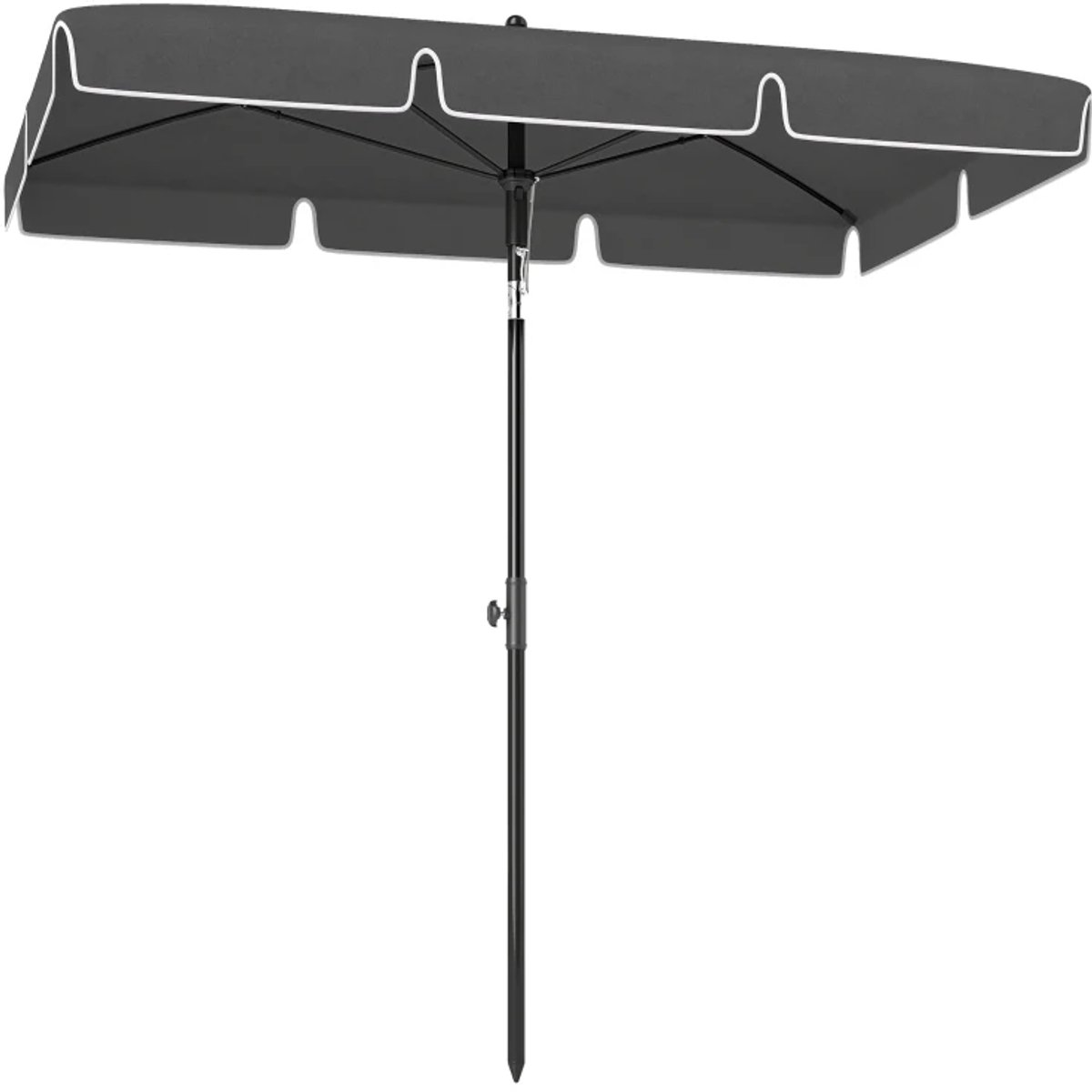 Premium Parasol - Tuinparasol - Opvouwbaar - Stokparasol - 198 x 130 x 245 cm - Strandparasol - Terrasparasol - Balkonparasol - Kantelbaar & Verstelbaar - UV-Bestendig - Strand, Balkon, Terras & Tuin - Grijs (8721317524325)