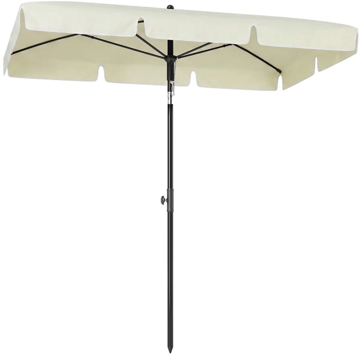 Premium Parasol - Tuinparasol - Opvouwbaar - Stokparasol - 198 x 130 x 245 cm - Strandparasol - Terrasparasol - Balkonparasol - Kantelbaar & Verstelbaar - UV-Bestendig - Strand, Balkon, Terras & Tuin - Crèmewit (8721317524318)