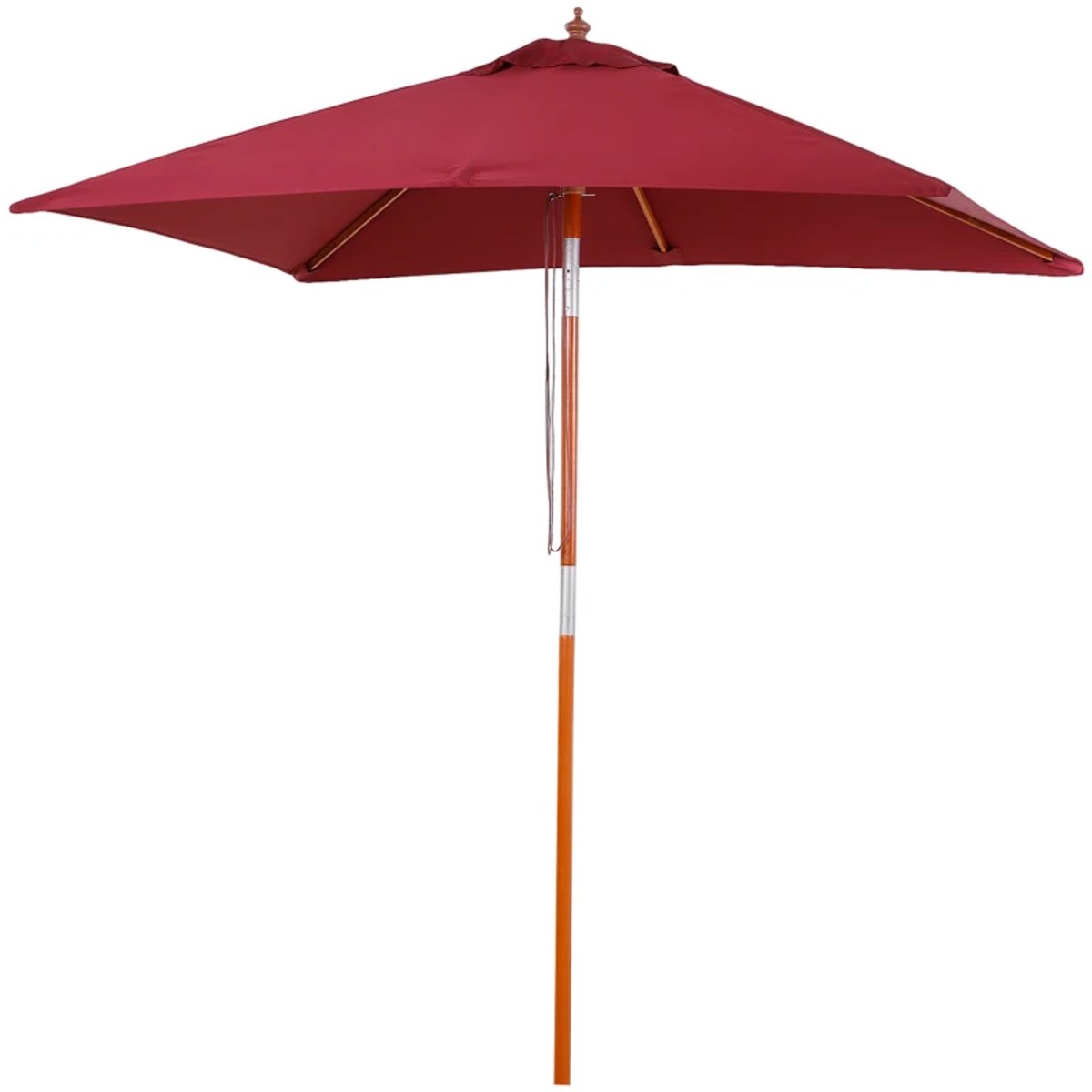 Premium Parasol - Tuinparasol - Opvouwbare Stokparasol - 200 x 150 x 235 cm - Rechthoekige Strandparasol - Kantelbaar & Verstelbaar - Waterafstotend - UV-Bestendig - Strand, Balkon, Terras & Tuin - Bordeauxrood (8721317523830)