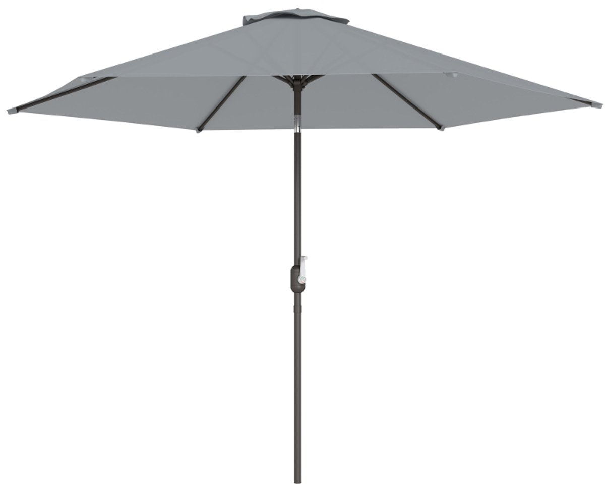 Premium Parasol - Tuinparasol - Stokparasol met Beschermhoes & Draaihendel - Ø300 cm - Strandparasol - Marktparasol - Kantelbaar & Verstelbaar - UV-Bestendig - Strand, Balkon, Terras & Tuin - Grijs (8721317523946)