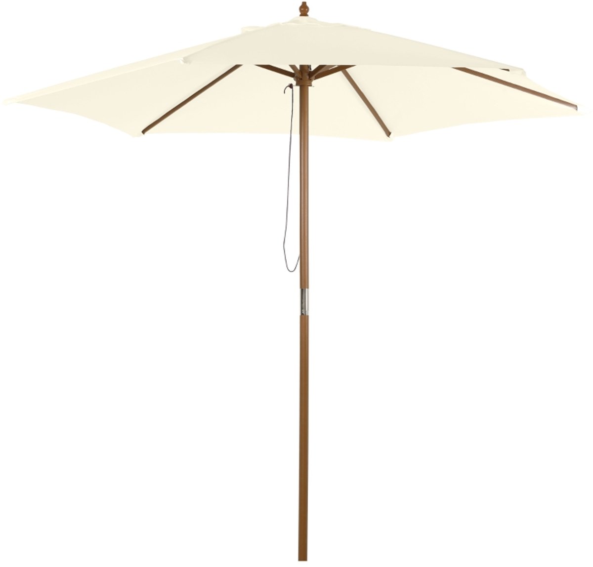 Premium Parasol - Tuinparasol met Touwkatrolmechanisme - Stokparasol - Ø250 x 230 cm - Strandparasol - Marktparasol - Kantelbaar & Verstelbaar - UV-Bestendig - Strand, Balkon, Terras & Tuin - Wit (8721317524189)