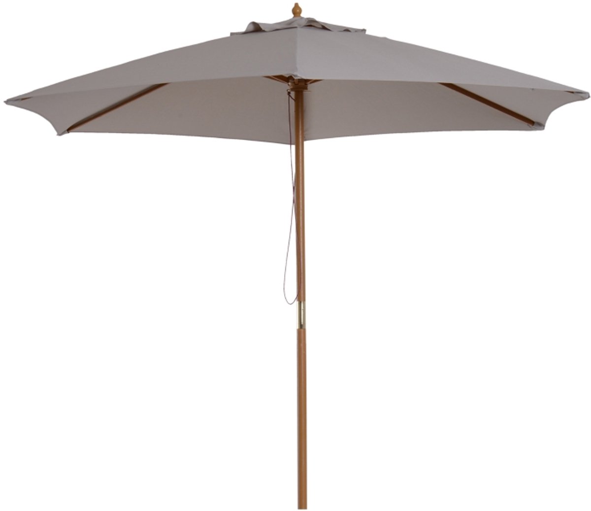 Premium Parasol - Tuinparasol met Touwkatrolmechanisme - Stokparasol - Ø250 x 230 cm - Strandparasol - Marktparasol - Kantelbaar & Verstelbaar - UV-Bestendig - Strand, Balkon, Terras & Tuin - Grijs (8721317524172)