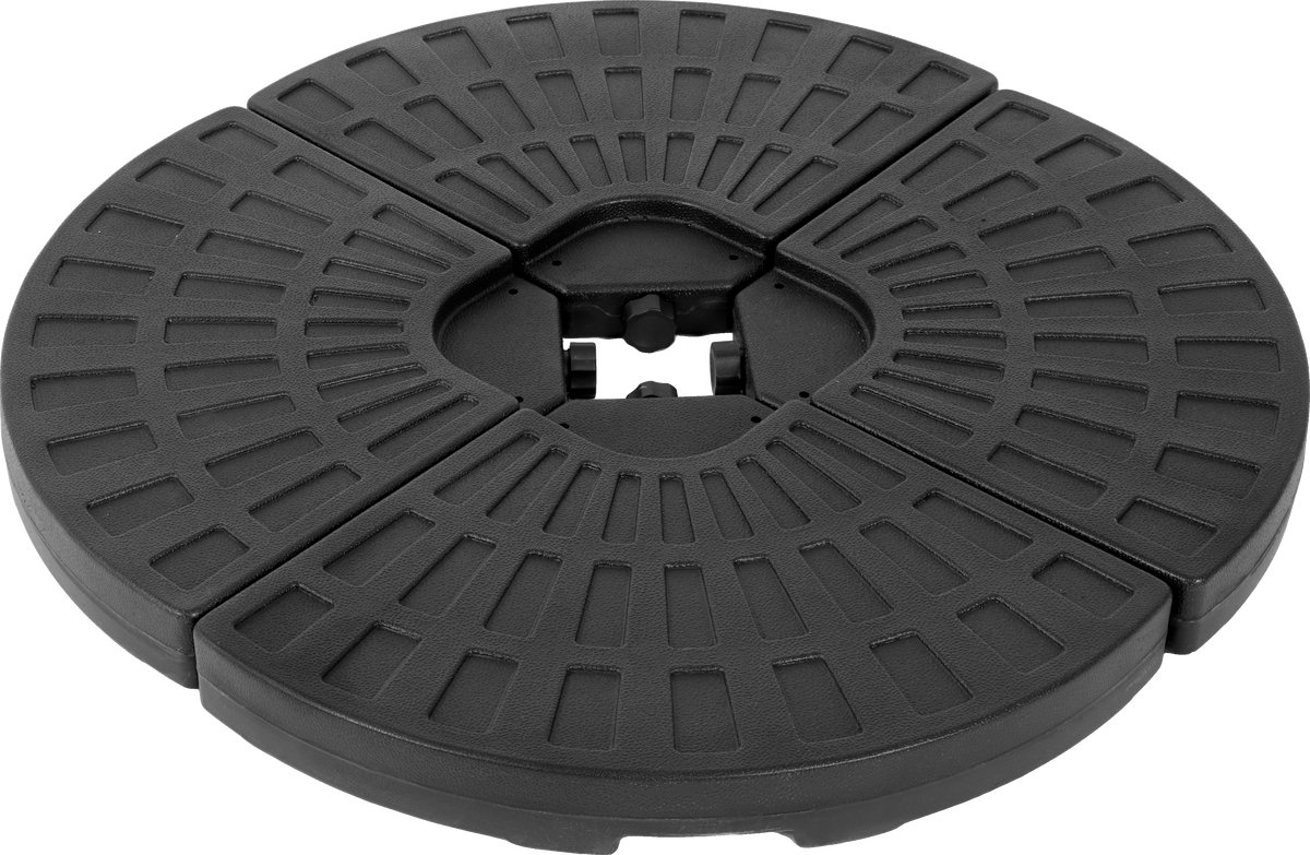 Re-purelife® Parasolvoet vulbaar met water of zand - 4-delige parasoltegels voor zweefparasol - zwart kunststof - waterdicht en weerbestendig (9331522636110)