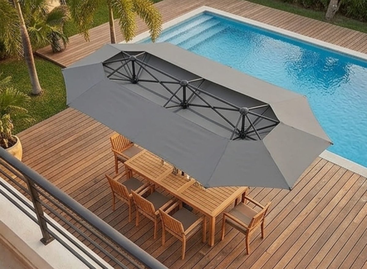 Rechthoekige Zweefparasol 320x150 cm - - 320x150 cm - Antraciet - Novihome (9506938997210)