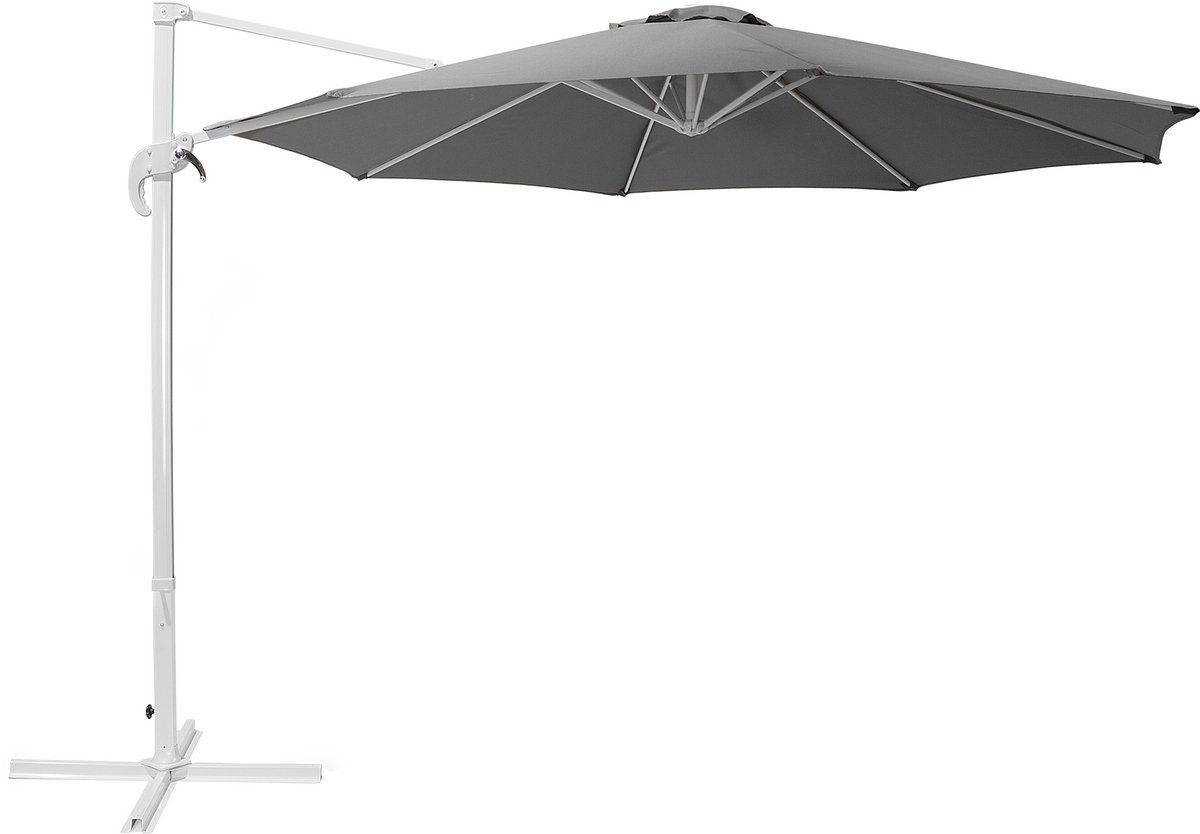 SAVONA - Zweefparasol - Donkergrijs /Wit - Polyester (4260602370987)