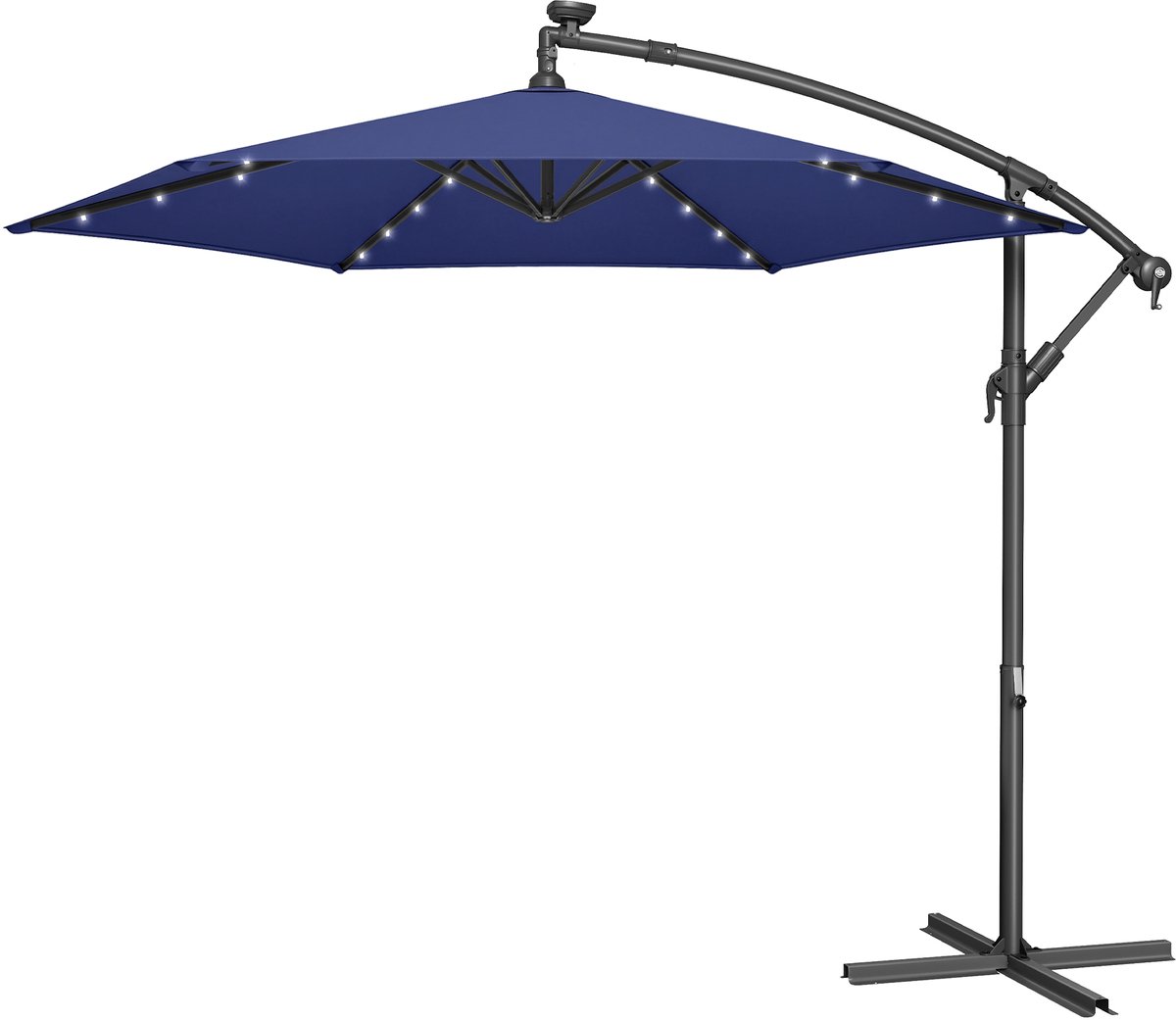 SONGMICS - Parasol - Zweefparasol 300 cm - Met Verlichting - UV-bescherming UPF 50+ - Inclusief Standaard (0194343668376)