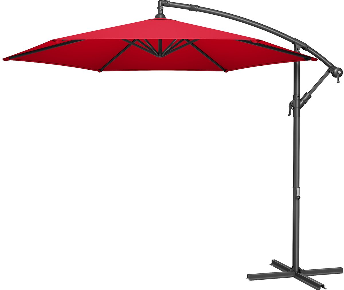 SONGMICS - Parasol - Zweefparasol 300 cm - UV-bescherming UPF 50+ - Met Standaard en Draaimechanisme (0194343646664)