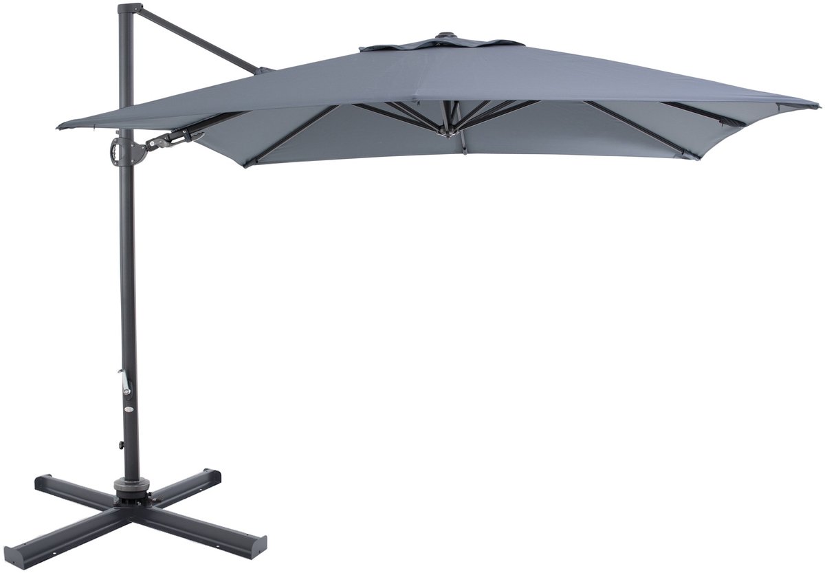 SORARA® Roma Deluxe Kantel Zweefparasol - Grijs - 300 x 300 CM. (8719189103830)