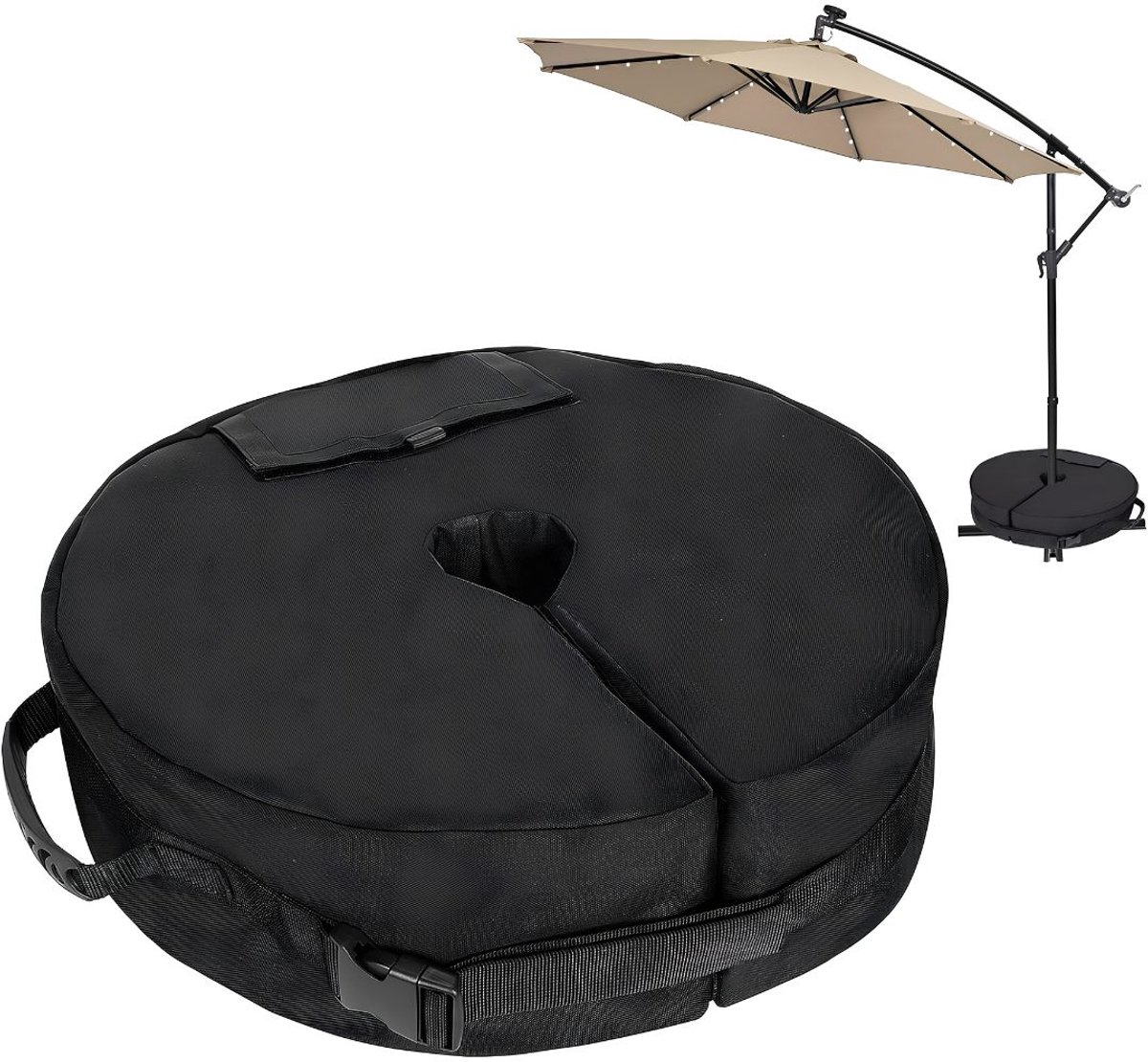 SP® Parasolvoet - Robuuste Voet voor Zweefparasol - Parasolvoet voor Terras en Tuin - Zwart - 47cm x 1cm x 16cm (6156315846841)