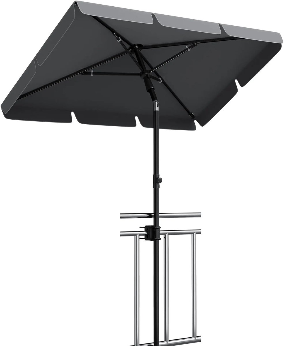 Stervia Ophangbare Parasol - Zweefparasol - Strandparasol En Tuinparasol - UPF 50+ - Kantelbaar - Vierkant - Donkergrijs - 200 x 125 x 230 cm (8721551191604)