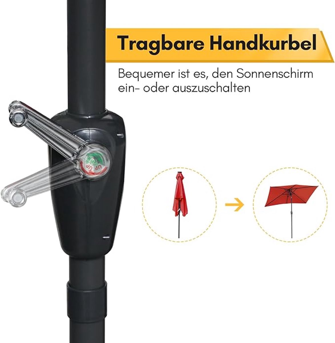 Stokparasol Ø257 cm - Depauwonen Premium Gartenscherm Donkergrijs, Kippbaar met Kurbel, 18 Fiberglas Ribben, UV50+ Waterafstotend, Parasol voor Tuin, Balkon, Terras & Pool - Afmetingen op aanvraag ... (9503536627679)
