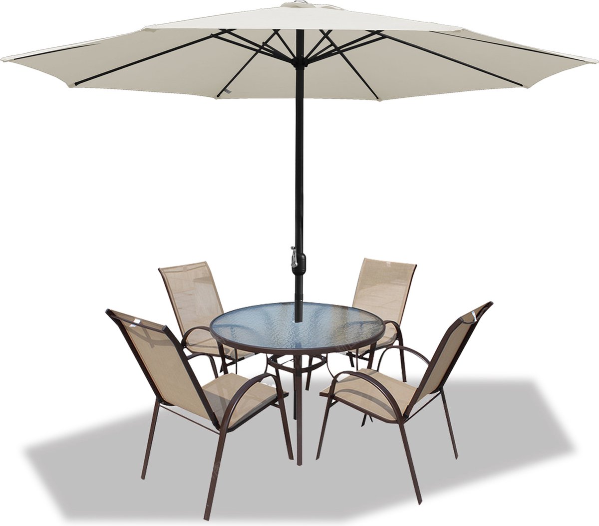 Stokparasols - Strandparasols - Balkonparasols - Parasol - 270cm - Waterdicht - UV-bescherming - Beige - Weerbestendig & in hoogte verstelbaar Balkonparasol Tuinparasol Patioparasol Zonwering UV-bescherming Opvouwbare marktparasol (9784297942380)
