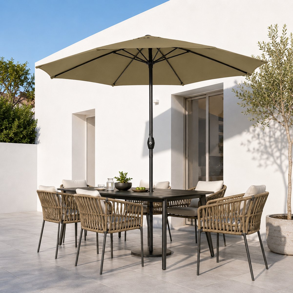 Stokparasols - Strandparasols - Balkonparasols - Parasol - 350cm - Waterdicht - UV-bescherming - Beige - Weerbestendig & in hoogte verstelbaar Balkonparasol Tuinparasol Patioparasol Zonwering UV-bescherming Opvouwbare marktparasol (6097646756747)