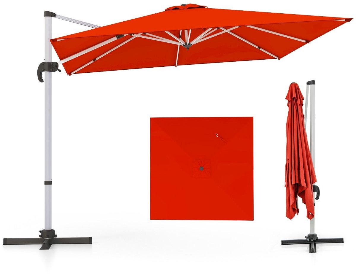 SureDeal® - Parasol - Grote Zweefparasol - Buiten Vierkante - Rotatie - Verstelbare Helling Terrasparasol - Tuin Zwembad - 300x300x261 cm - Zwart (9509313515191)