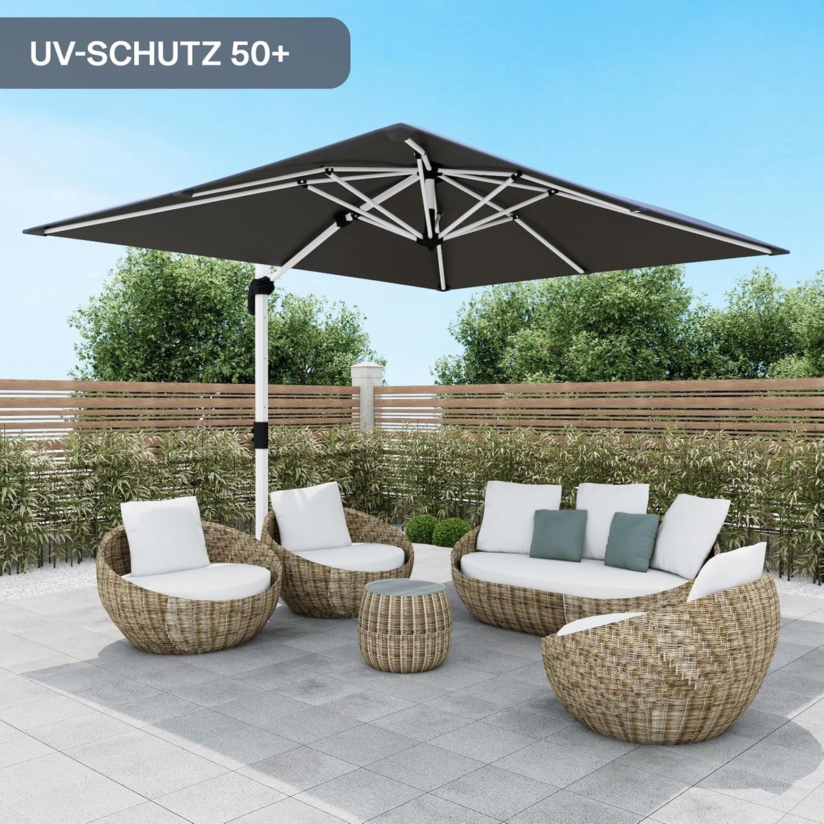 Triumph Majestic XXL Zweefparasol - 300 x 400 cm - 360° Draaibaar - Aluminium Frame - UV50+ Bescherming - Grijs (9503826863114)