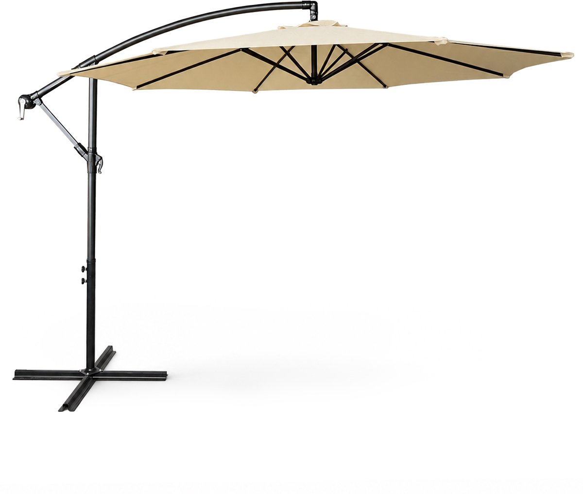 Tuinparasol ASTER / Zweefparasol Met Voet / Verstelbare Hoogte / UV-bescherming, Waterdicht / Beige / 300 x 300 x 45 cm (5901752857384)