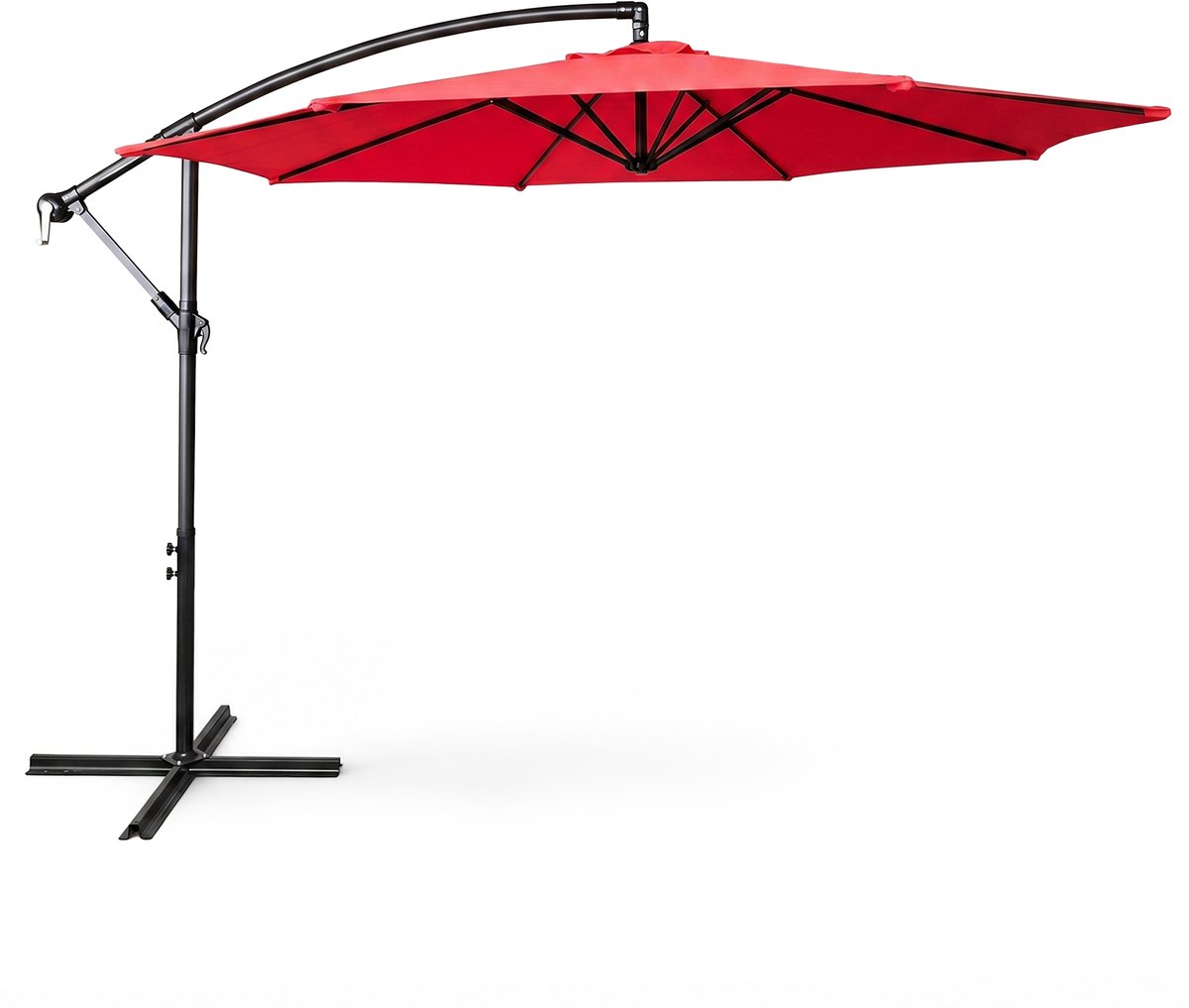 Tuinparasol ASTER / Zweefparasol Met Voet / Verstelbare Hoogte / UV-bescherming, Waterdicht / Rood / 300 x 300 x 45 cm (5901752857407)