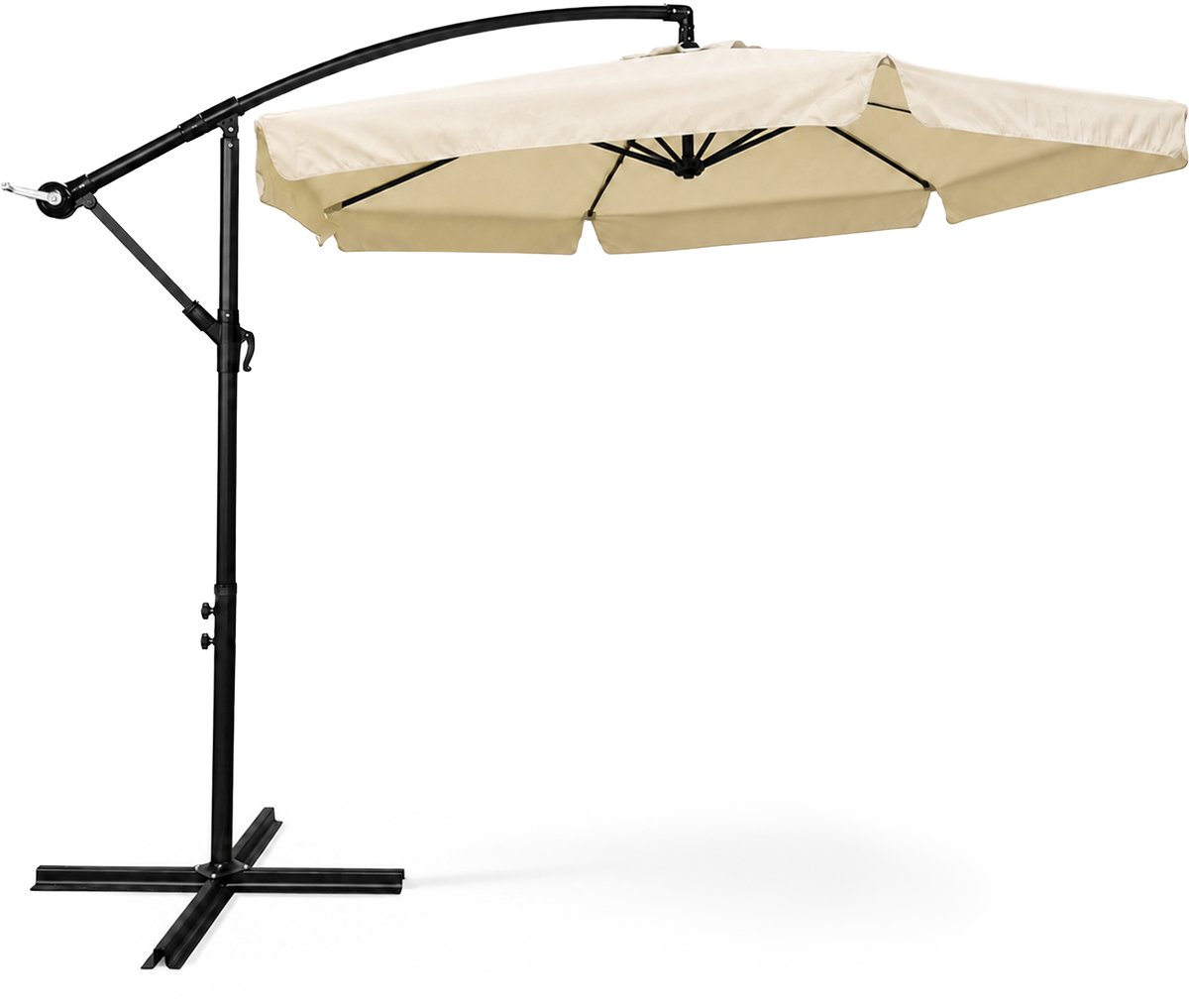 Tuinparasol CYNIA / Zweefparasol Met Voet / Verstelbare Hoogte / UV-bescherming, Waterdicht / Beige / 300 x 300 x 245 cm (5901752857469)
