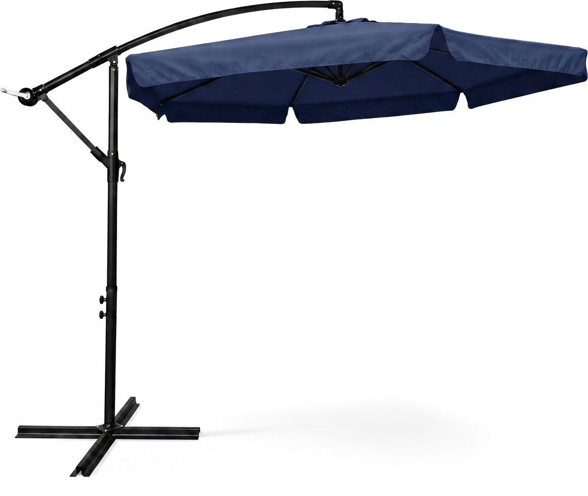 Tuinparasol CYNIA / Zweefparasol Met Voet / Verstelbare Hoogte / UV-bescherming, Waterdicht / Donkerblauw / 300 x 300 x 245 cm (5901752857490)