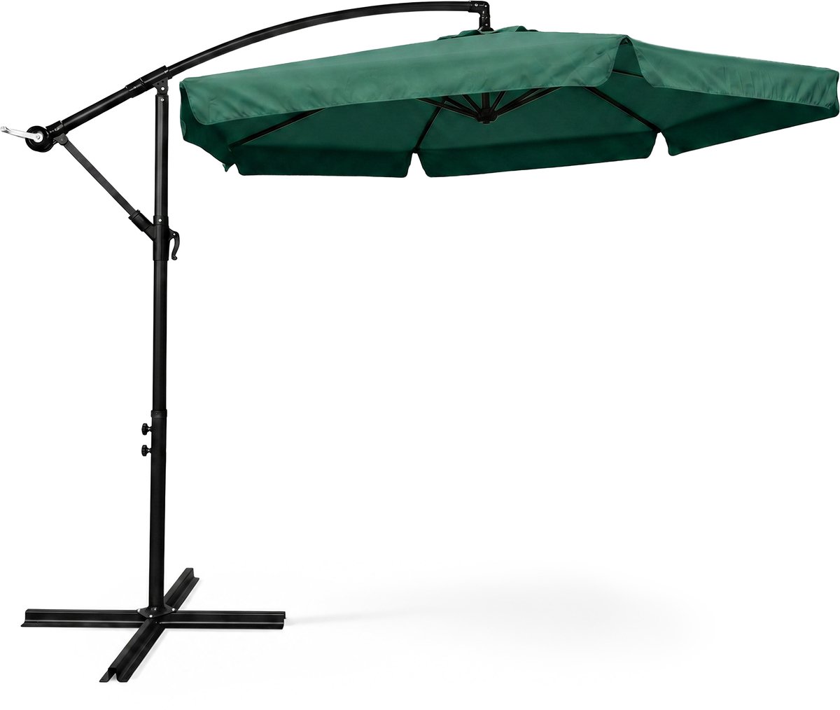 Tuinparasol CYNIA / Zweefparasol Met Voet / Verstelbare Hoogte / UV-bescherming, Waterdicht / Donkergroen / 300 x 300 x 245 cm (5901752857483)